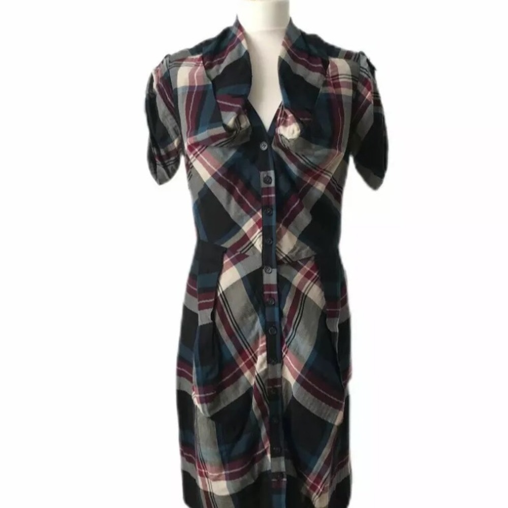 All Saints Luna Dress 10 12 Tartan Plaid